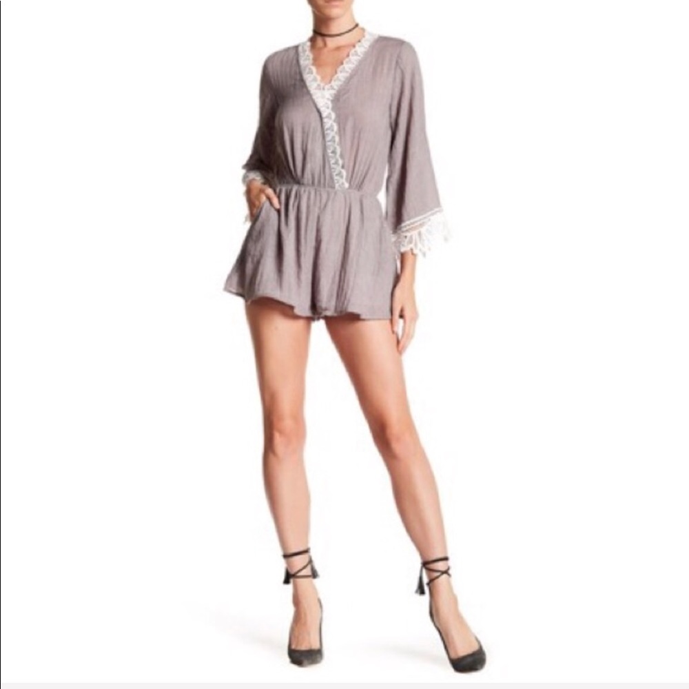 Dance & Marvel Crochet Lace Trim Romper